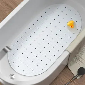 Oval Bath Mat for Tub, 27x15 Inch Non-Slip Bubble Bathtub Mat with Drain Holes & Suction Cups, Machine Washable Bathroom Shower Mat