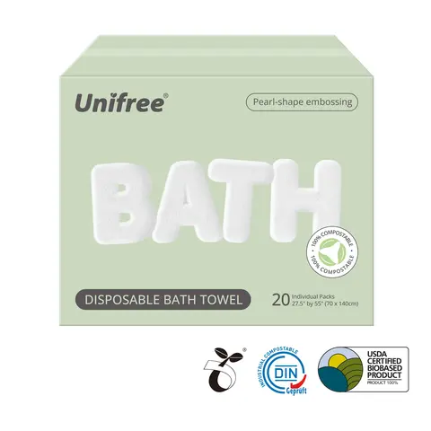 [ZS] Unifree Disposable Bath Towel - 27.5"x55", 20 Individually Packed Personal Absorbent Thickened Plant Based Viscose Travel Towels, Portable for Travel, Gym Use, home essentials, gift ideas, cozy home,  Absorbent Thickened Towels, Hiking Towels