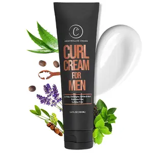Curl Cream for Men – Men’s Curl Cream for Lightweight, Hydrating, Anti-Frizz Styling – Made with Shea Butter, Jojoba, Coconut Oil, Aloe Vera – Defines Wavy & Curly Hair Without Crunch