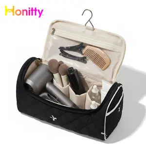 HONITTY Quilted Hair Tools Travel Bag - Cute Portable Organizer Case with Hanging Hook, Compatible with Dyson Airwrap Styler & Hair Curler Accessories, Portable Toiletry Bag, Portable Toiletry Bags,summerwins