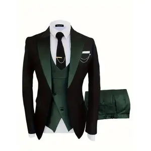 3-piece formal suit - men's single button jacket, vest, and pants - perfect gift for business, dinner, wedding, and party - men's collarRAIMENTRY