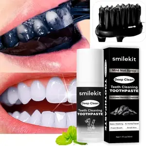 1PCS Mint Flavor Bamboo Activated Charcoal Whitening Toothpaste 30ML, Deep Clean, Gentle Taste, Fresh Breath, Travel-Friendly Dental Care
