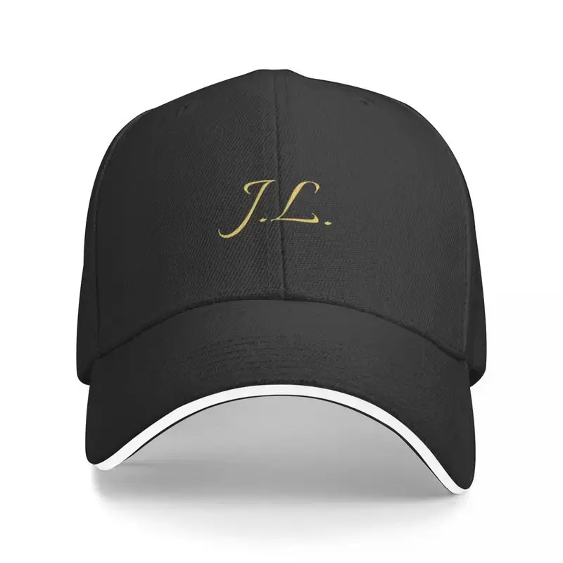 JL Initials Golden Embroidery Baseball Cap - Custom Personalized Derby Hat for Men & Women, Black Polyester with White Brim, Perfect Gift Idea, Baseball Cap | Personalized Cap | Durable
