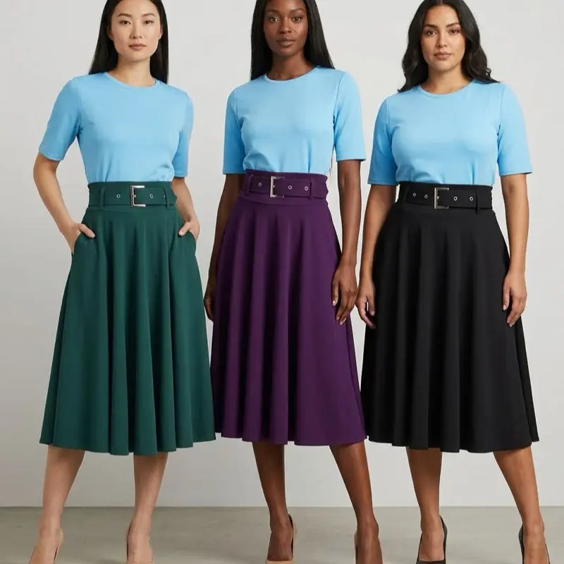 Women's 3/4-Length Skirt with Matching Belt