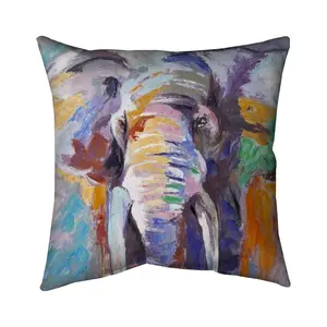 Begin Home Decor 5541-1616-AN141 16 x 16 in. Purple Elephant Pillow - Contemporary Home Decor Accent