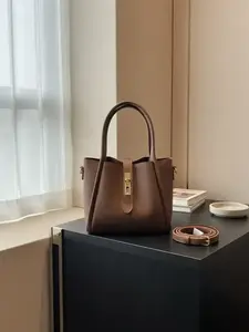 Women's Solid Color Faux Leather Bucket Bag, Fashionable Crossbody Bag with Adjustable Strap, Casual Versatile Bucket Bag, Handbag Shoulder Bag for Daily Used