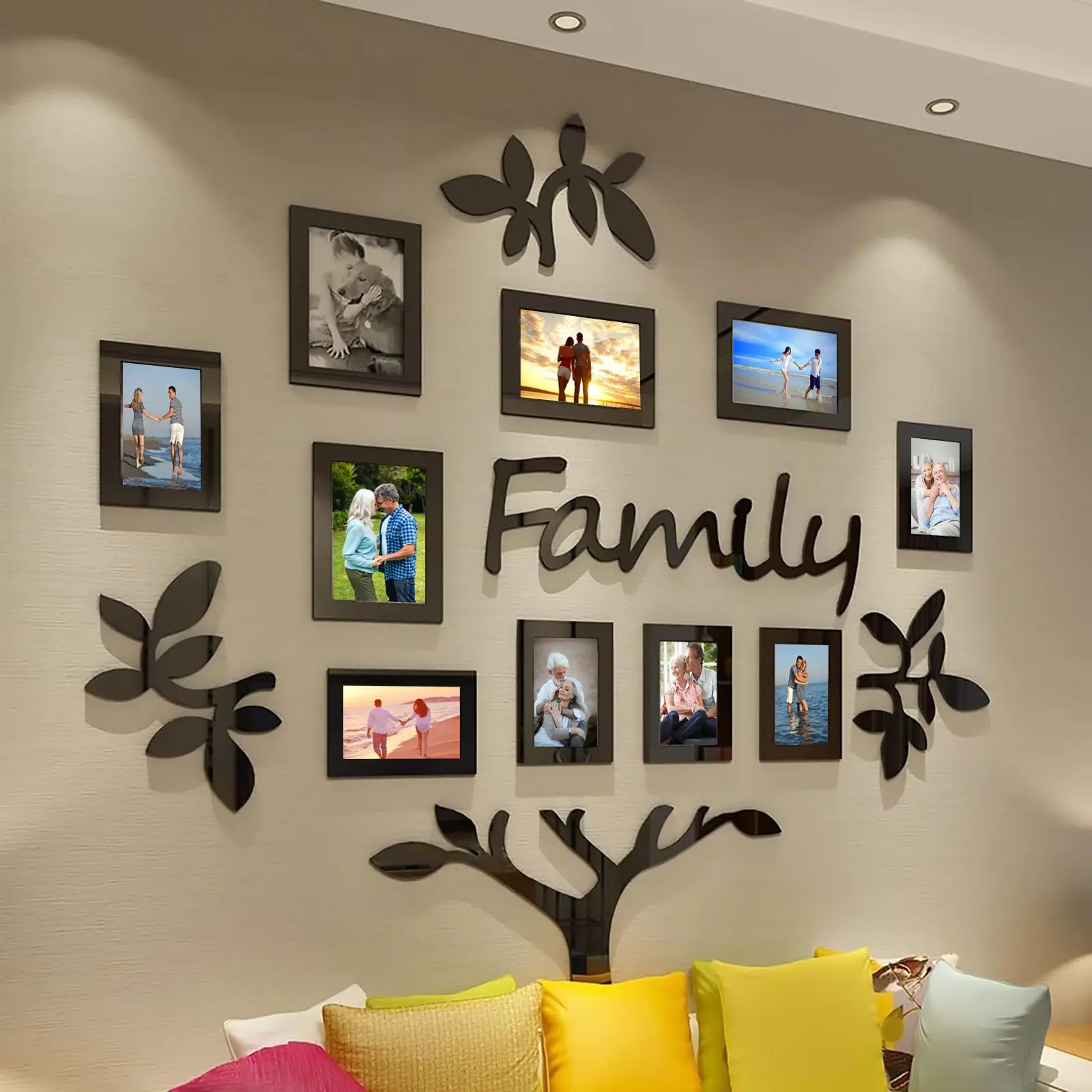 3D Acrylic Photo Frame Wall Decor, 1 Set DIY Photo Collage Picture Frames Gallery Wall Sticker, Wall Decor for Home Office Wedding School, Ornaments, Modern Frames