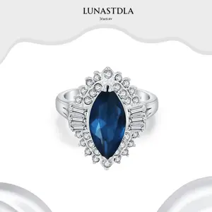 LunaStdla Vintage Cocktail Ring-Luxury Sapphire Ruby Design Elegance Old Money Style Rings for Women Girls Suitable for Anniversary Holiday Party Engagement or Wedding, Perfect Gift for Girlfriend Wife Mom