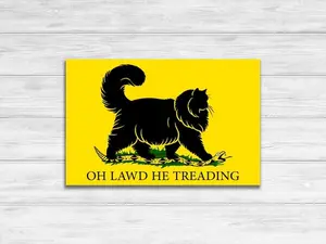 Oh Lawd He Treading Gadsden Flag Gift Idea Chonky Cat Don't tread funny stickers meme stickers hardhat stickers Decor Decorative Vinyl Ornaments