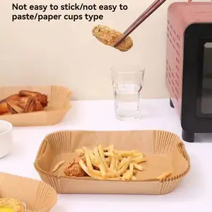 100PCS Air Fryer Liners,Air Fryer Paper Liners for Dual Zone Airfryer, Rectangle Disposable for Dual Basket, Oil-Proof Parchment Paper,  Food Grade Accessories Bpa Free, Non-stick Square Heat-Resistant Roasting Pad Oil-Proof and Water-Proof Baking Liner