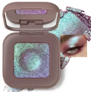 Noerrors Duochrome Plum Mauve Green Blue Glitter Eyeshadow Palette, Holographic Chameleon Rich Color Shimmer Metallic Eye Shadow, Color Shift Sparkle Iridescent Eye Brightener Fairy Makeup for Rave#02