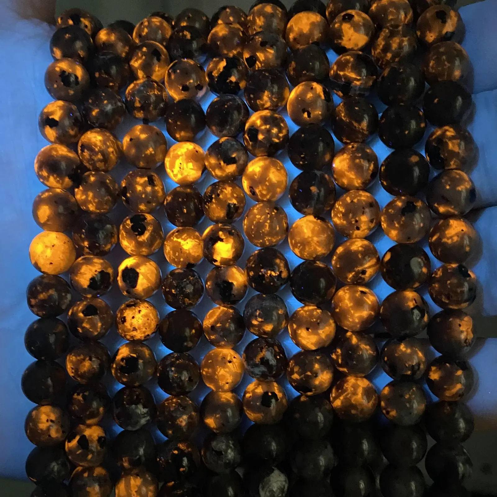44pcs 8mm Natural Flame Yooperlite Stone Beads, Healing Power Beads for Jewelry Making DIY