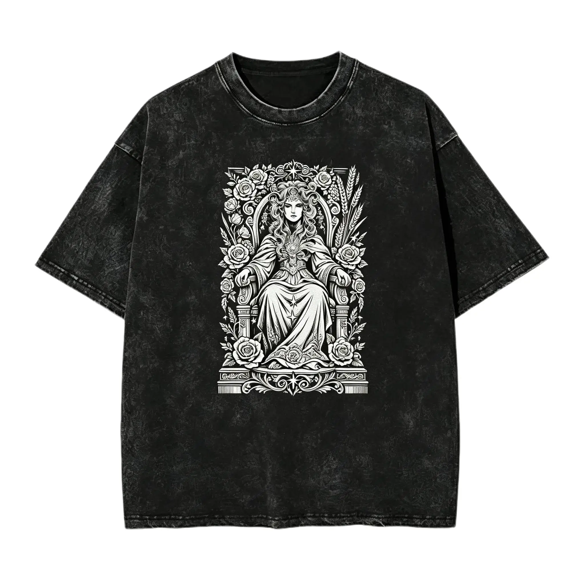 Vintage Distressed The Empress Tarot Graphic Tee, Mystic Occult Dark Aesthetic Washed Tshirt