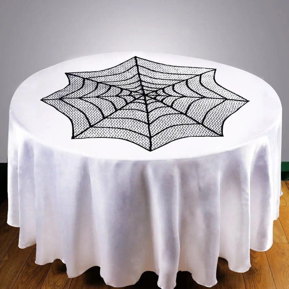 Halloween Spider Web Tablecloth, Table Cover, 1 Count Cobweb Placemat, Decorative Table Placemat, Party Supplies for Home Kitchen Dining Room, Table Runners