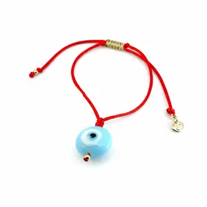 Round Evil Eye Bracelet - Colorful Adjustable Satin String with Evil Eye Charm for Protection and Luck Good Luck Bracelet