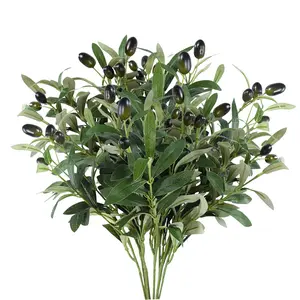Artificial Olive Leaves Tree Branch Green Plant with Fruit for Home Garden Vase Decoration, 1/3/5 Pieces, Greenery Decorative Ornaments Home Decor