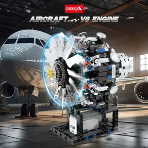 Aircraft V8 Engine Block Set with Motor Drive Model Toy, Detailed Aircraft Building Blocks Kit, DIY Engineering Model, Perfect Gift for Kids & Collectors