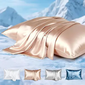 2 Pack Silky Cooling Pillow Cases,Arc-Chill Standard Pillow Cases for Hot Sleepers,Gentle  Hair and ,Zipper Cooling Pillow Cover,Machine Washable, (Champagne)