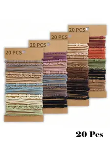 Boho 20pcs Women Bohemian Style Elastic Hair Ties & Bracelets, Multifunctional Soft Hair Ties, Various Styles Ponytail Holder,Dopamine Ponytail Holders Hair Elastics Hair Rubber Bands Scrunchies Hair Rope, Hair Bobbles, Scrunchies For Hair