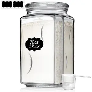 Glass Jars with Lids 78oz, Large Glass Storage Containers with Lids, Flour Sugar Storage Containers, Half Gallon Glass Containers for Kitchen Storage and Laundry Room Organization, Set of 1