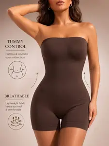 1 Count Women's Sexy Butt Lifting and Tummy Control Full Body Shaper, Solid Color Strapless Bodysuit, Fajas, Comefortable Breathable Jumpsuit, Colombian Shapewear, Suitable for Daily Wear & Training & Summer Hot Weather