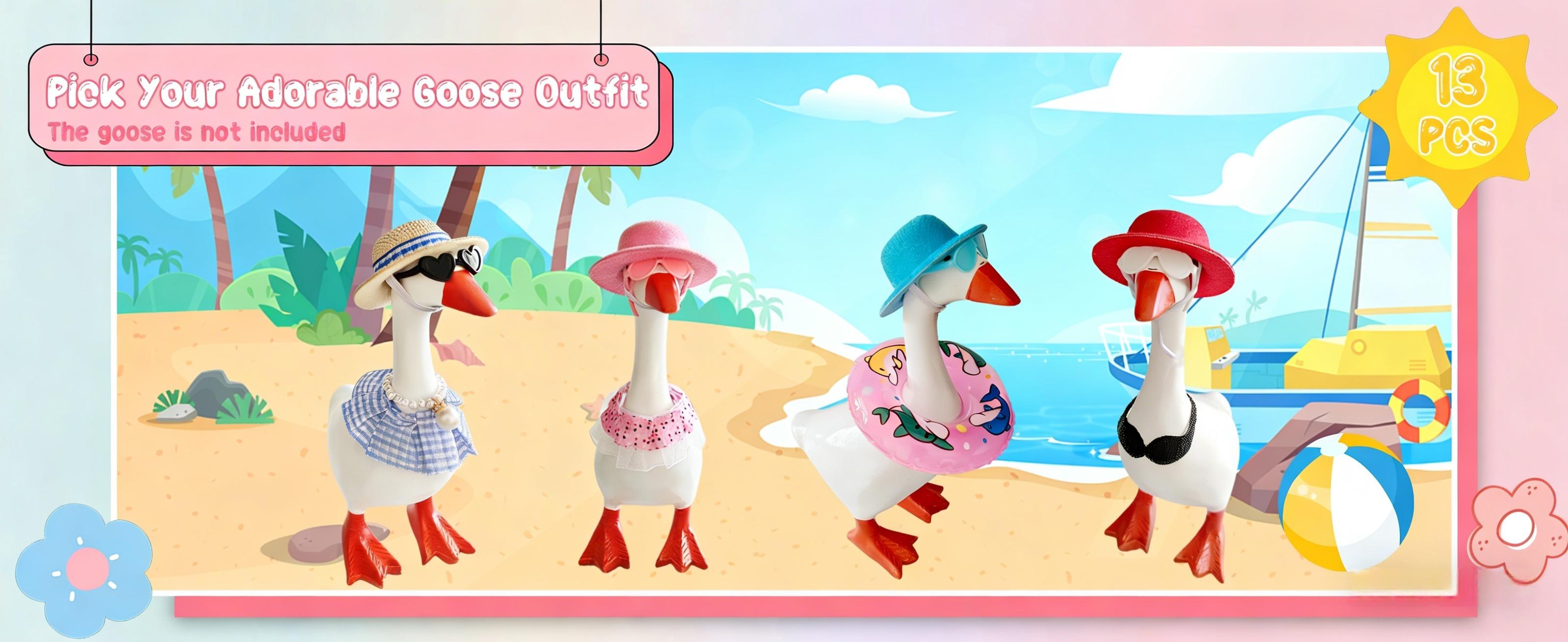 16Pcs Desk Mini Goose Outfits Set - Charming Clothes for Cute Desktop Resin Porch Goose Magnetic Statue Tool Holder Home Decoration Bedroom Decor Housewarming Gift