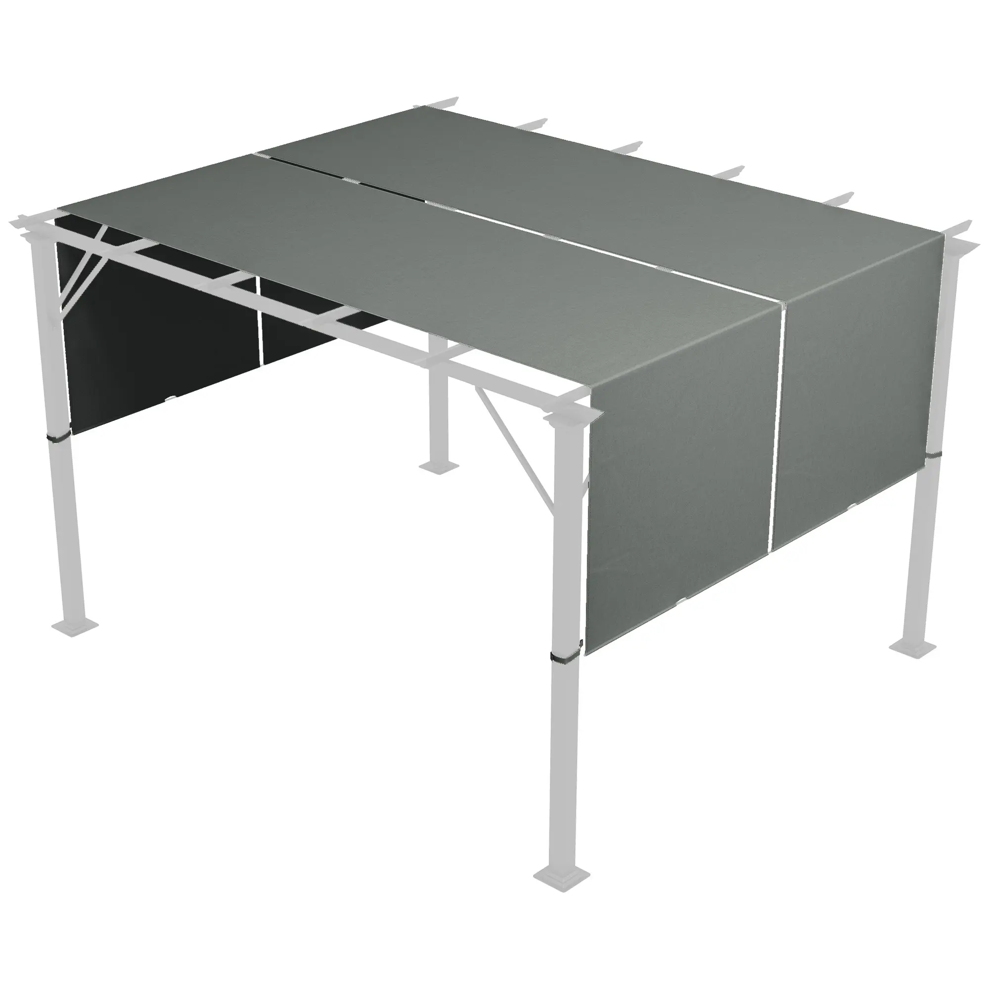 2 Pcs Pergola Replacement Canopy for 10' x 10' Pergola – Dark Gray. UV30+ Protection. 180g/㎡ PA-Coated Polyester. Splashproof & Fade-Resistant. Easy Strap Installation