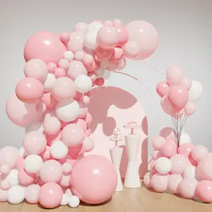 134PCS Pink & White Balloon Arch Kit with Baby Pink and Light Pink Balloons for Party Decor