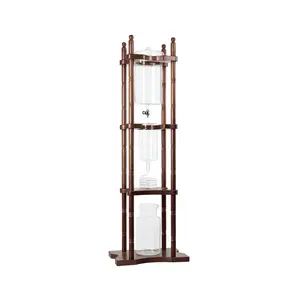 Nispira Cold Brew Drip Tower Iced Coffee Maker with Glass and Wooden Stand for 25 Cups
