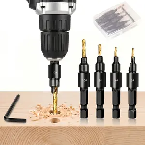 5 PC Adjustable Countersink Drill Bit Set with Depth Stop - Professional Power Tool Accessory for Wood Drilling, Ideal Father's Day Gift