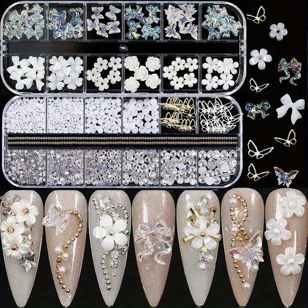 2 Boxes/ set Aurora Butterfly Nail Accessories, 3D Women's Nail Accessories, Nail Decoration Accessories, Suitable for Creative Nail Design and Gifts Nail Decals Nail Art Set