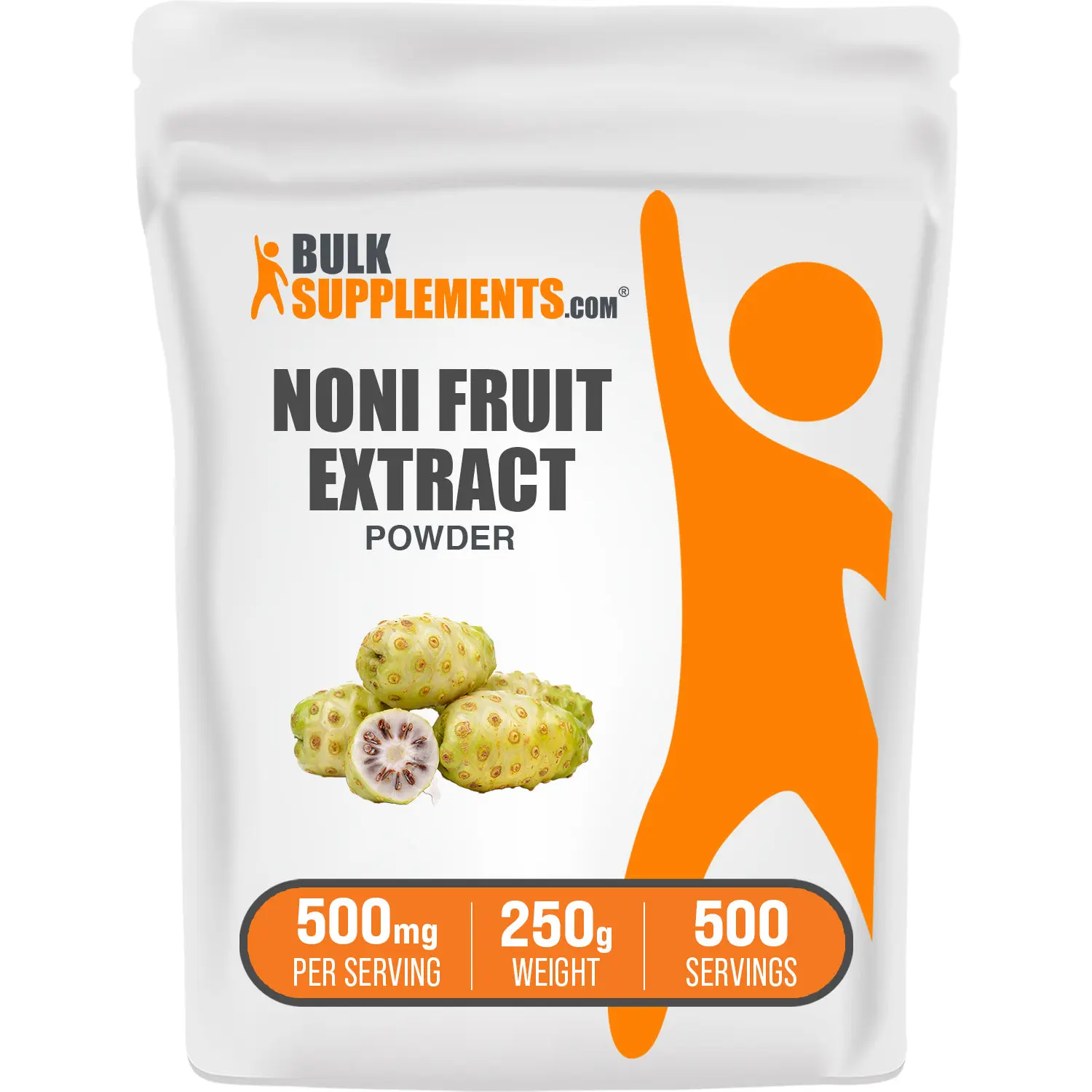 BulkSupplements Noni Fruit Extract Powder - Edible Dietary Supplement with Natural Antioxidants, Vitamin, Fiber, Gluten-Free Healthcare Support - 250g, 500mg per Serving