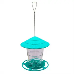 Wild Bird Feeder, Outside Squirrel Proof Bird Feeder, Hanging Wild Bird Feeder with Round Shaped Roof Green