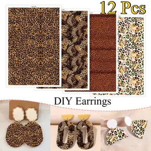 12 PCS Leopard Print Clay Transfer Paper, 4 Designs, Ideal for Jewelry, Earrings, Crafts, Elegant Craftsmanship