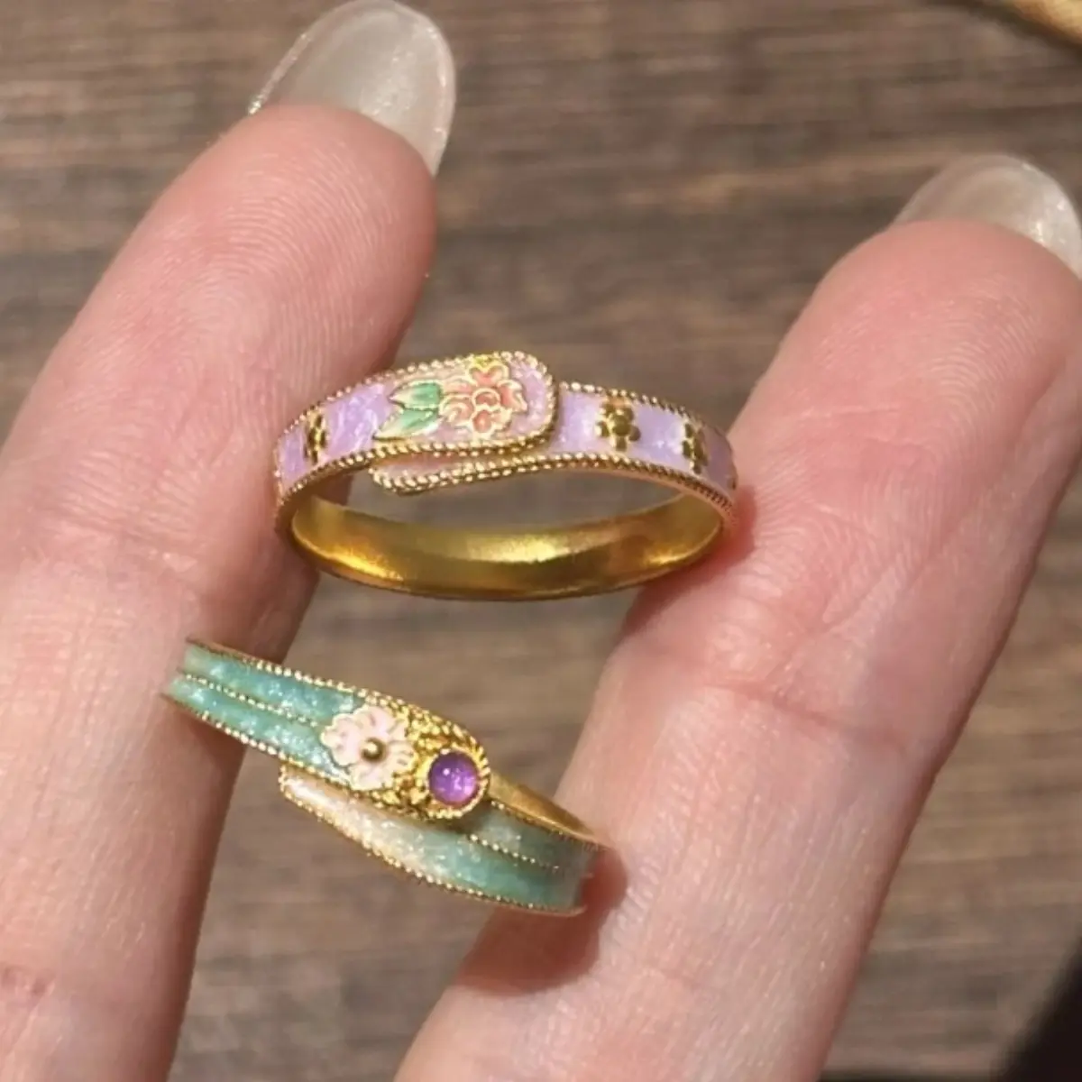 Chinese Style Enamel Ring, Handmade Retro Alloy Statement Jewelry for Women, Versatile Layered Index Finger Band, Meaningful Gift, Copper Rings, Meaningful Gifts, Handmade Rings, Layered Rings