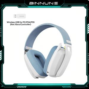 BINNUNE BW06 wireless gaming headset with noise-canceling mic, 2.4G Wireless Gaming Headset for PS5, PS4, PC, NS,Duration 60Hr+，Esports，Hpgaming,Bluetooth,hifi stereo headphone（Not XBOX）Black Friday,Christmas gifts.