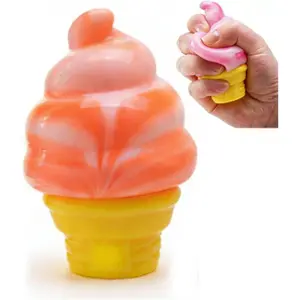 3-pack Ice Cream Soft Gel Filled Sensory Squeeze Toy - Stretchy Jelly Squishy Stress Relief Ball, Calming Anxiety Fidget