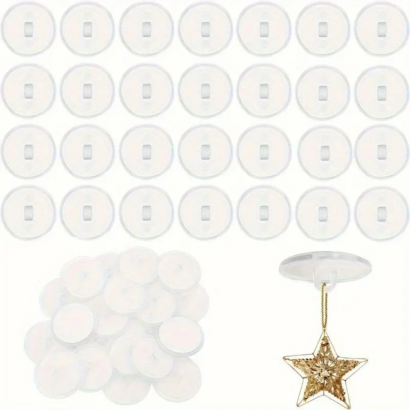 Ceiling Hooks, 30pcs/set No Drilling Transparent Wall Mountable Hooks, Self-adhesive Wall Hooks for Bathroom Wall Doors, Hanging Party Balloons, Small Decorations, Organiser, Wall Mount Organizer, Convenient Hook, Home Organizer Hook, Plastic Hooks