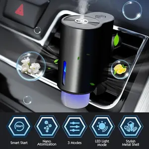 Smart Car Air Freshener, Car Fragrance, USB Rechargeable Car Aroma Diffuser with LED Light, Car Vent Aroma Diffuser, Car Interior Accessories