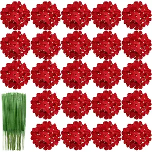 28 Pcs Silk Hydrangea Flowers Artificial Flowers 7 inch Hydrangea Head with stem, Used for Home Wedding Decoration (Red)