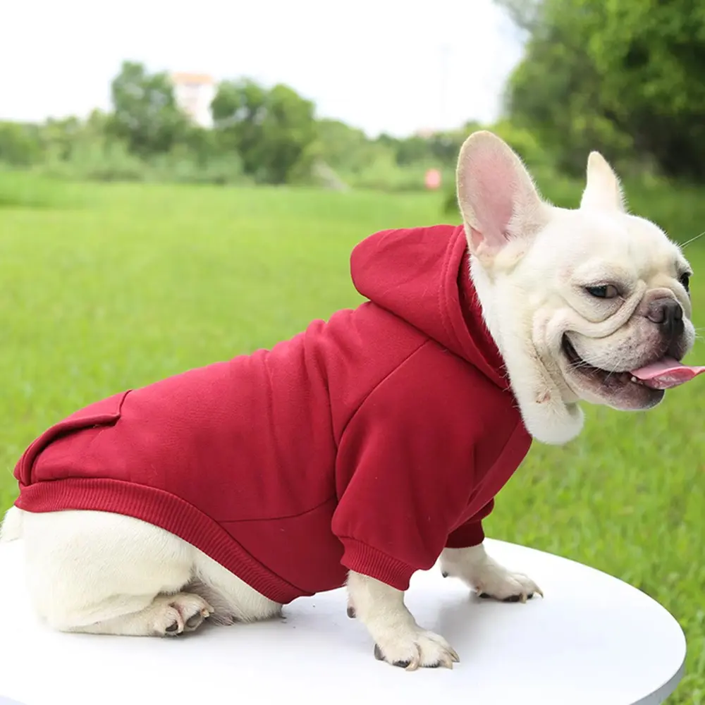 Autumn Winter Warm Pet Hoodie, Thick Solid Color Two-legged Dog Apparel, Comfortable Casual Daily Wear for Small Puppies