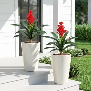 Ivydale Artificial Flowers for Outdoors, 2 Pcs 16.93" Bromeliad Fake Plants UV Resistant Artificial Plants Outdoor Tropical Flowers for Planters Outside Porch Patio Yard Garden Indoor Decoration
