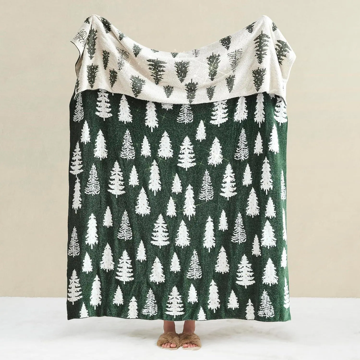 Christmas Throw Blanket Christmas Tree Reversible Super Soft Knitted Couch Bed Sofa Microfiber Chenille Luxurious Home Decor Warm Cozy Comfy Lightweight Holiday Blanket