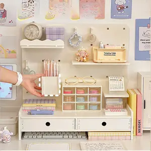 Perforated Board Desktop Vertical Board Storage Rack Dormitory Student Desk Hook Drawer Partition Desktop Layered Storage Rack