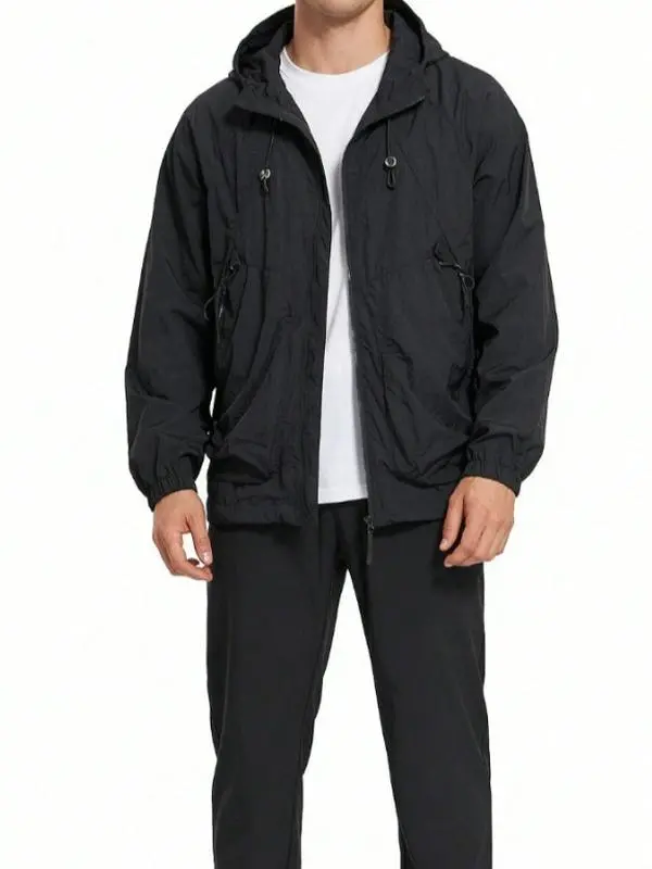 GRITMEN Men's Hooded Casual Lightweight Polyamide Jacket - Loose-Fit, Breathable, Quick-Dry Outdoor Wear with Zippered Pockets for Hiking, Rock Climbing | Autumn Outerwear