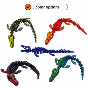 3D Printed Dinosaur Model Set with Movable Joints, Articulated Figures, 3pcs or 5pcs for Home Decor and Office Desk Display, Perfect for Holiday Parties