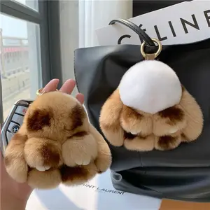 2023 Cute Plush Bunny Keychain for Women, Fluffy Pom Pom Angel Bunny Key Ring, Wild Bunny Fluffy Plush Toy, Girl's Bag Key Pendant
