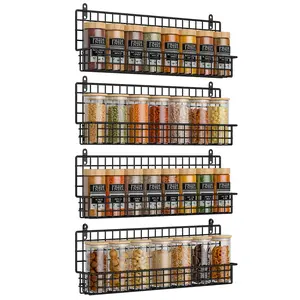 Spice Rack Organizer Wall Mounted 4 Tier Stackable Hanging Spice Jars Storage Racks,Up to Storage 36 Jars