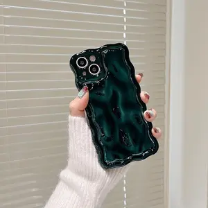Case for iPhone 11,3D Meteorite Bubble Pattern Electroplate Plating Glitter Curly Wavy Frame Glossy Case,Soft TPU Shockproof Case for iPhone 11 Phone Case 6.1 Inch,Dark Green