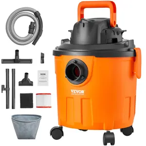 VEVOR Shop Vacuum Wet And Dry, 5 Gallon 6 Peak HP Wet/Dry Vac, Powerful Suction with Blower Function with Attachments 2-in-1 Crevice Nozzle, Small Shop Vac Perfect for Carpet Debris, Pet Hair, Car